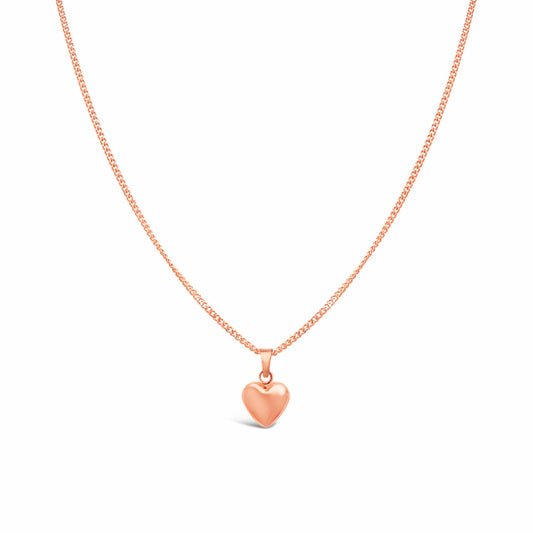 9k Rose Gold Small Puffed Heart Pendant