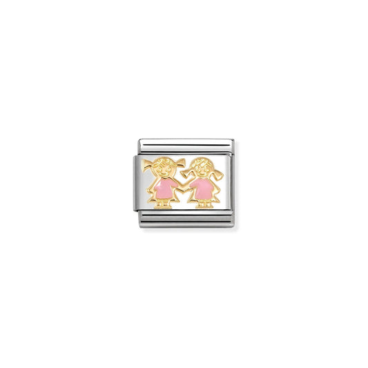 Composable Classic Link 030272/91 Sisters In 18K Gold With Pink Enamel