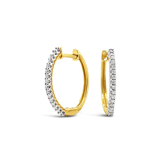 9k Yellow Gold 0.10ct Diamond Huggie Earrings