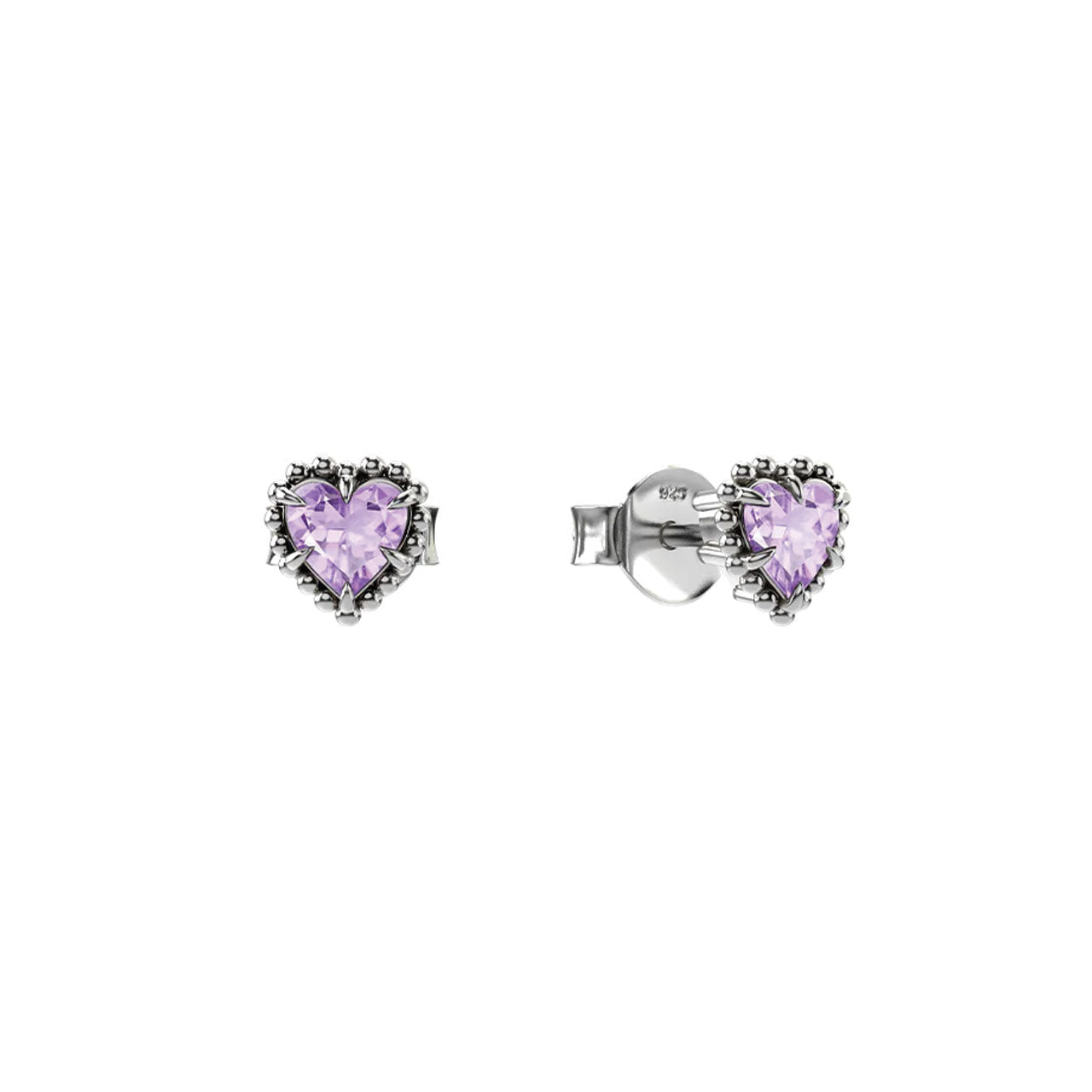 Dahlia's Heart Studs - Amethyst