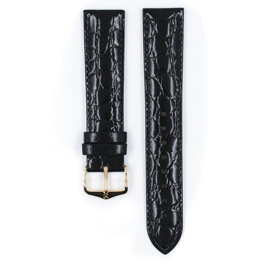 Crocograin - 20mm Black Medium Leather Watch Strap