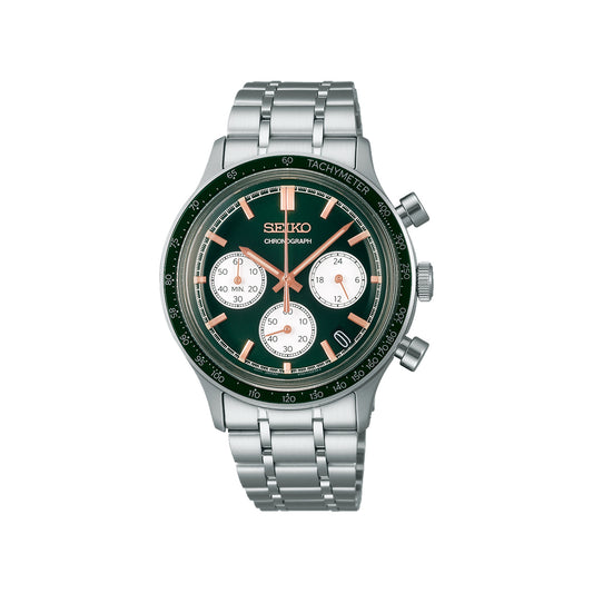 Seiko - SSB481P Stainless Steel & Green Chronograph Dress Watch