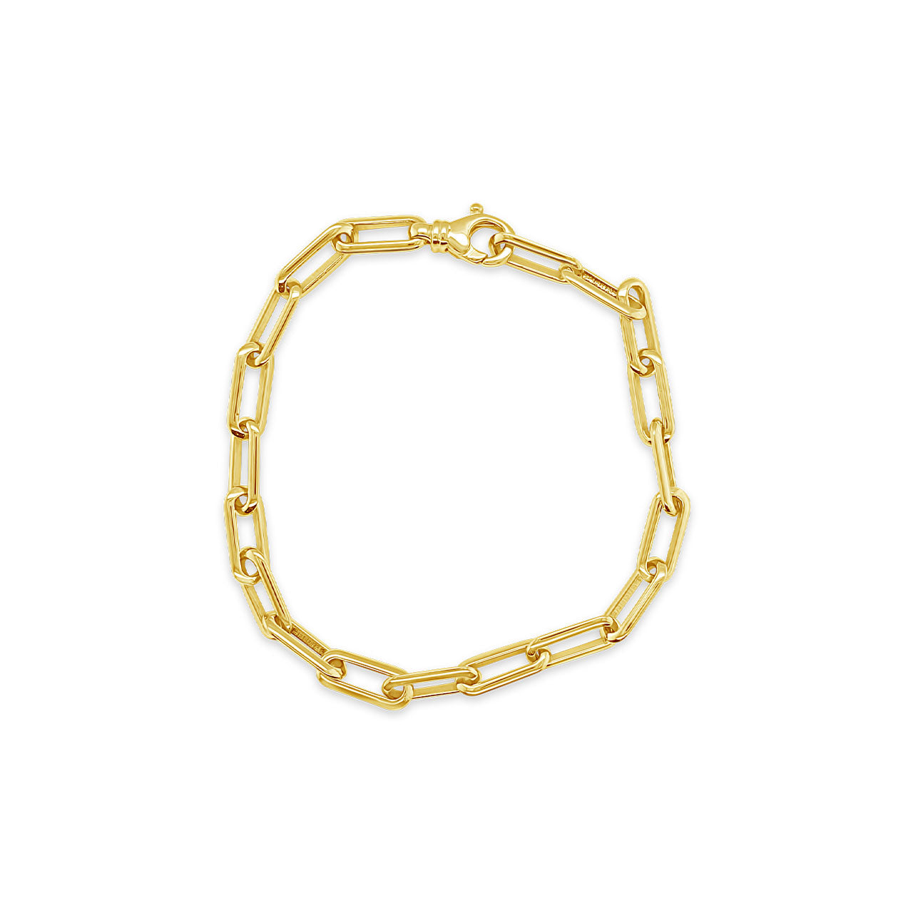 9k Yellow Gold 5mm Oval Knife Edge Paper Link 19cm Bracelet