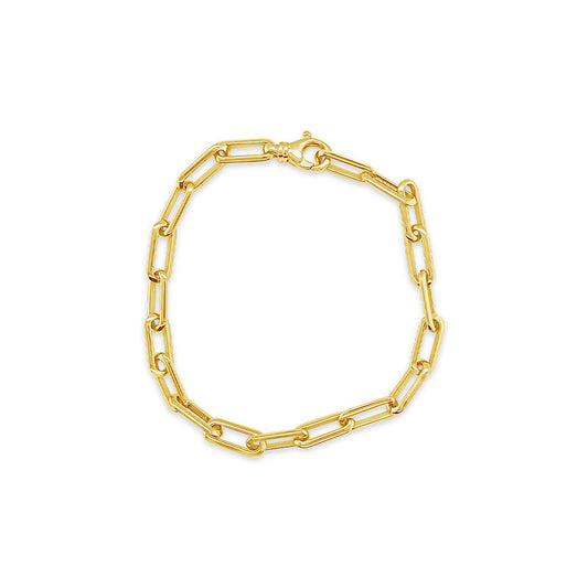 9k Yellow Gold 5mm Oval Knife Edge Paper Link 19cm Bracelet