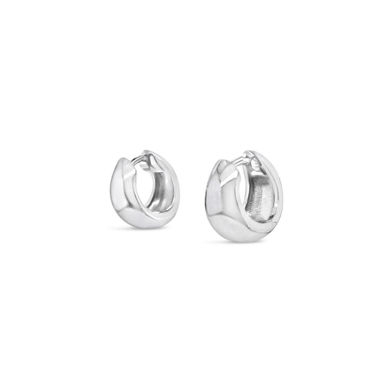 Sterling Silver Rhodium Plate with Cut out Heart Detail Huggie Earrings