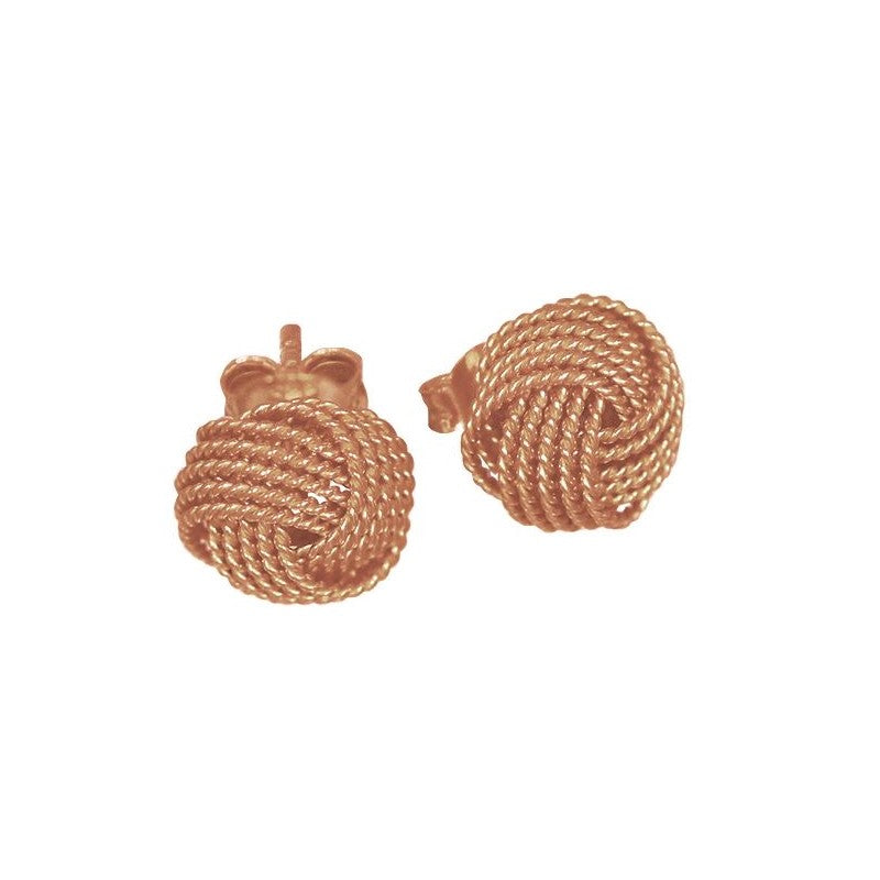 Sterling Silver 10mm Knot Rose Gold Plated Stud Earring