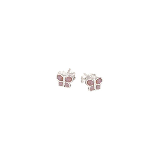 Sparkling Pink Butterfly Stud Earrings
