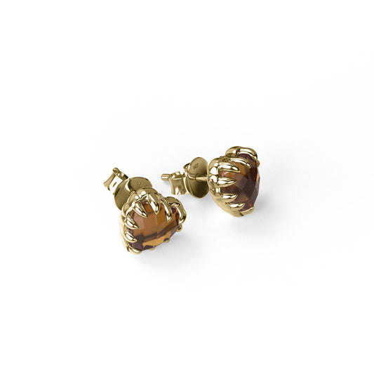 Love Claw Earrings Citrine - Gold Plated