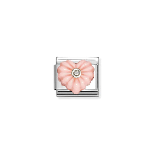 Composable Classic Link 330512/27 Coral Heart In Silver & CZ