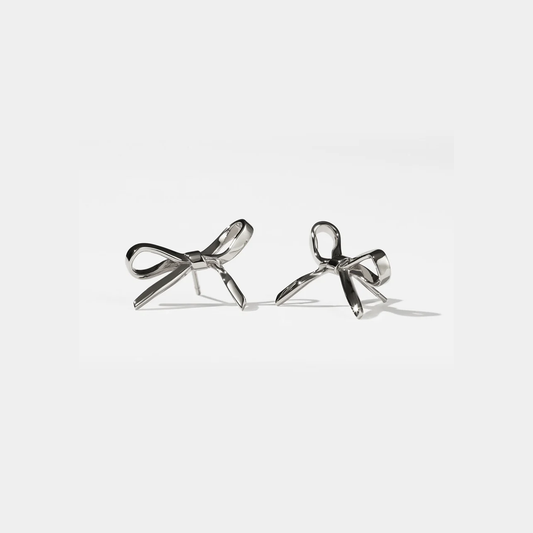 Sterling Silver Bow Stud Earrings Medium