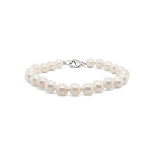 Fresh Water White Pearl 7-7.5mm Semi Round Bracelet