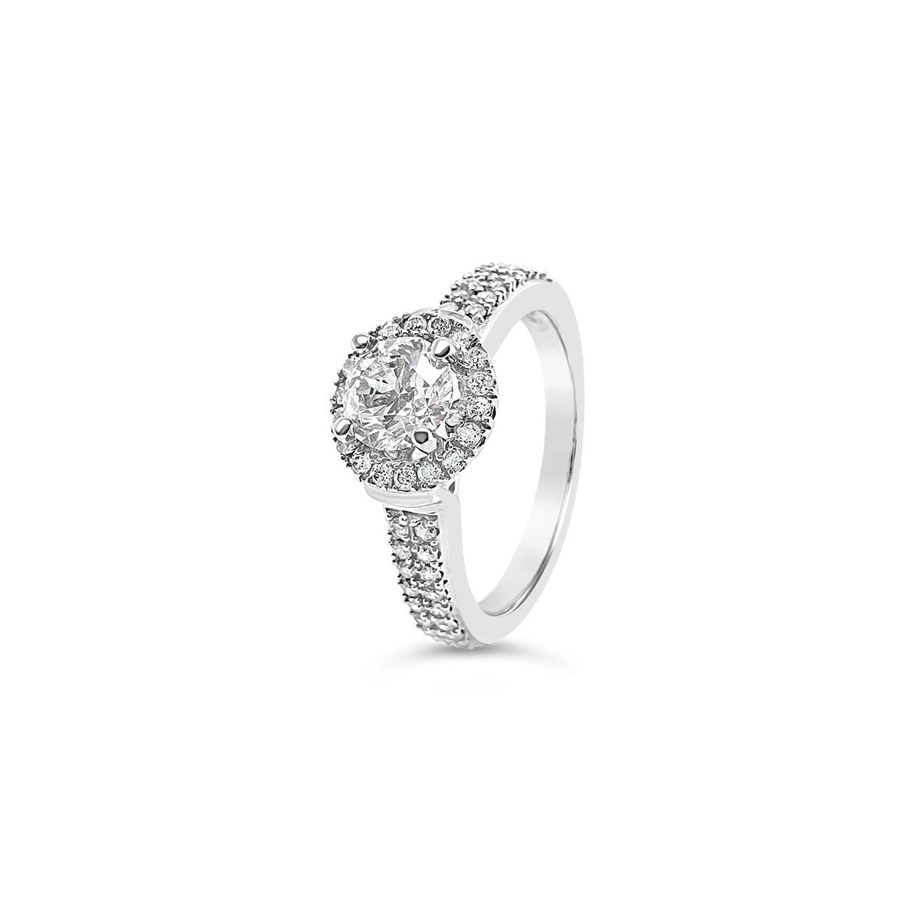 18k White Gold 1.53ct Diamond Halo Engagement Ring