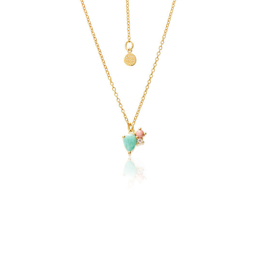 Bloom Necklace Amazonite, Rose Quartz, Pink Opal + Gold