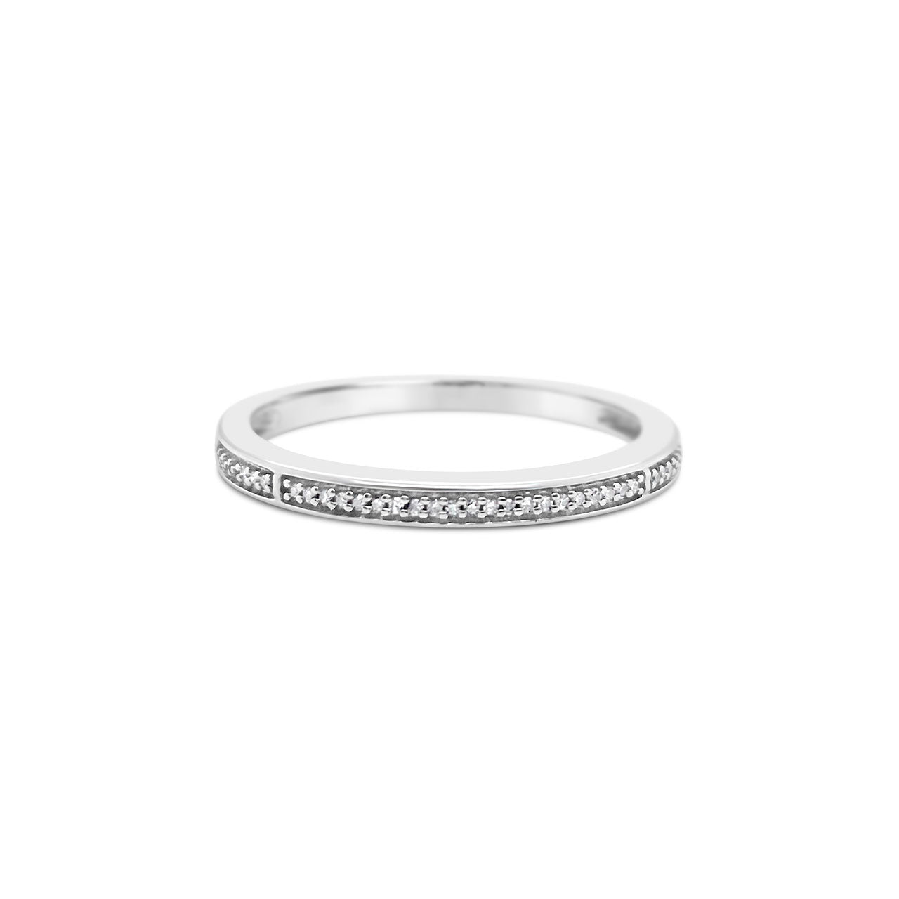 9k White Gold Diamond Stacker Band Dress Ring