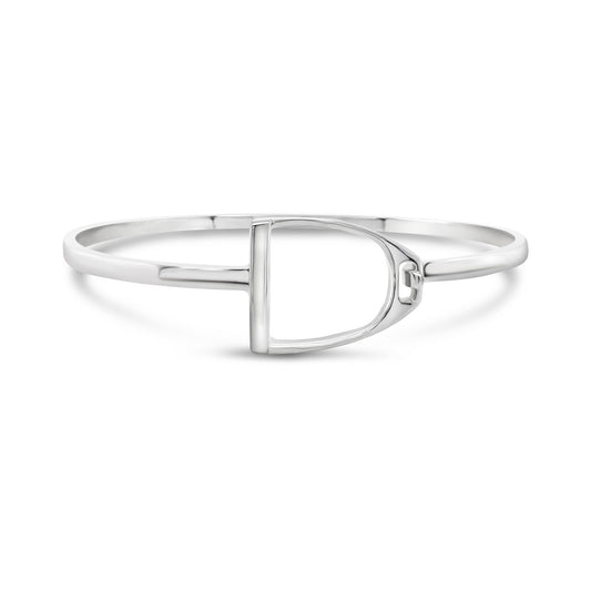 Sterling Silver Single Stirrup Clip Over Medium Bangle