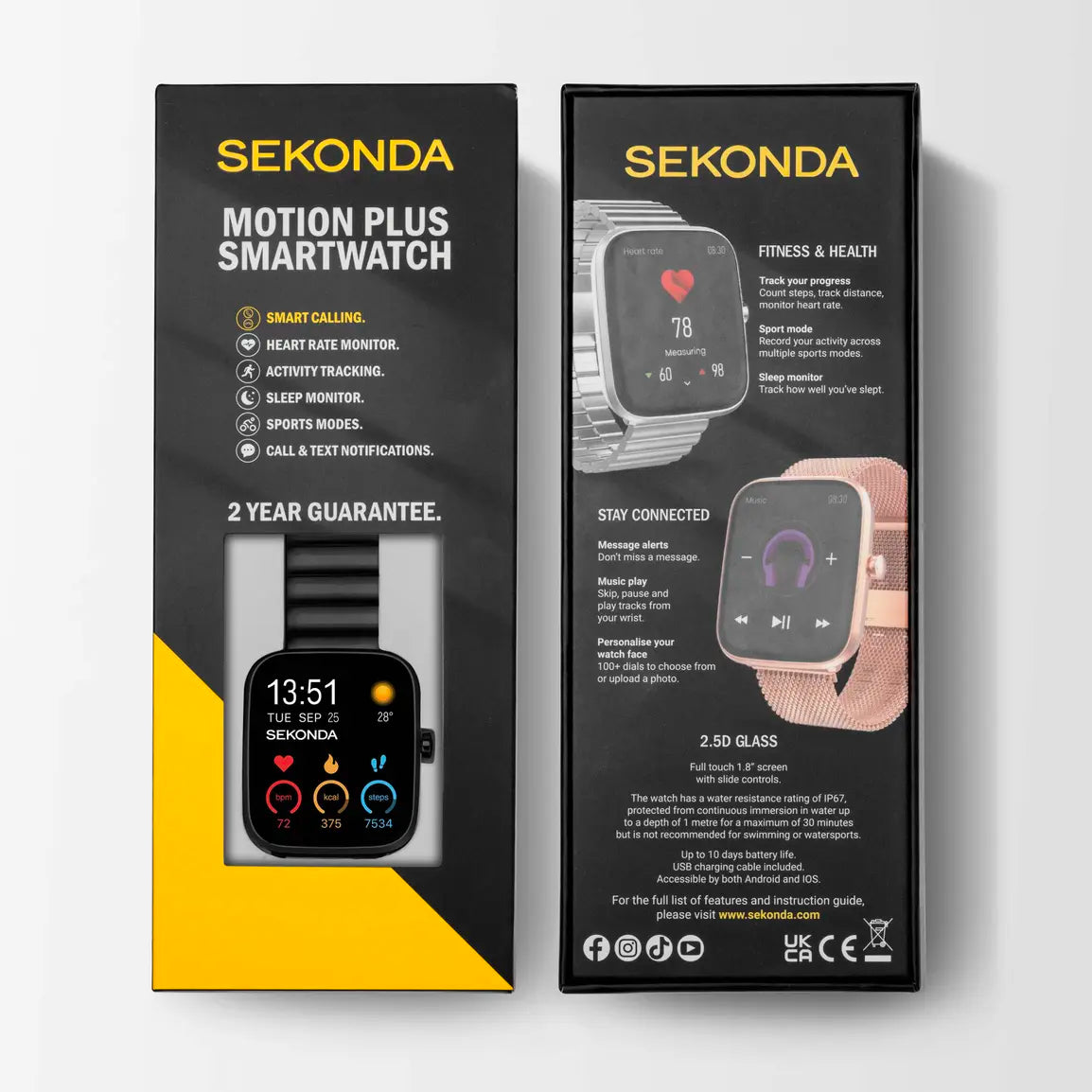 Sekonda Motion Plus Smart Watch | Black Alloy Case & Stainless Steel Bracelet | 30223