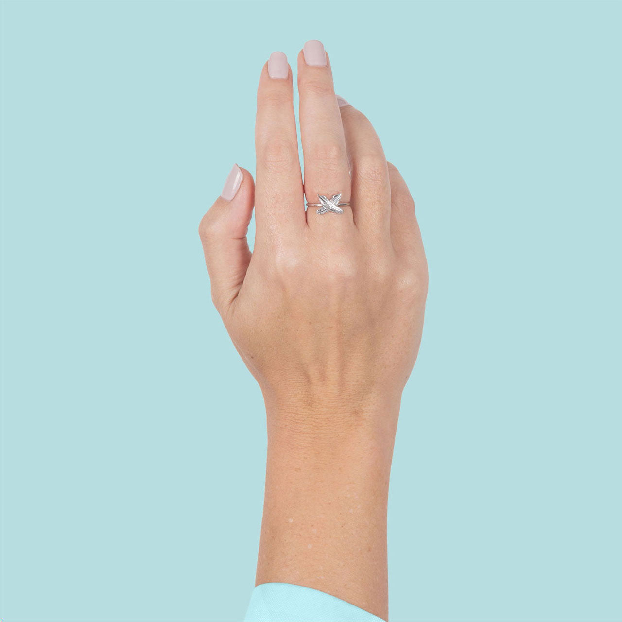 Sterling Silver Feather Kisses Ring