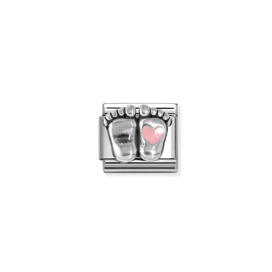 Composable Classic Link 330204/31 Baby Feet Pink Enamel In 925 Silver