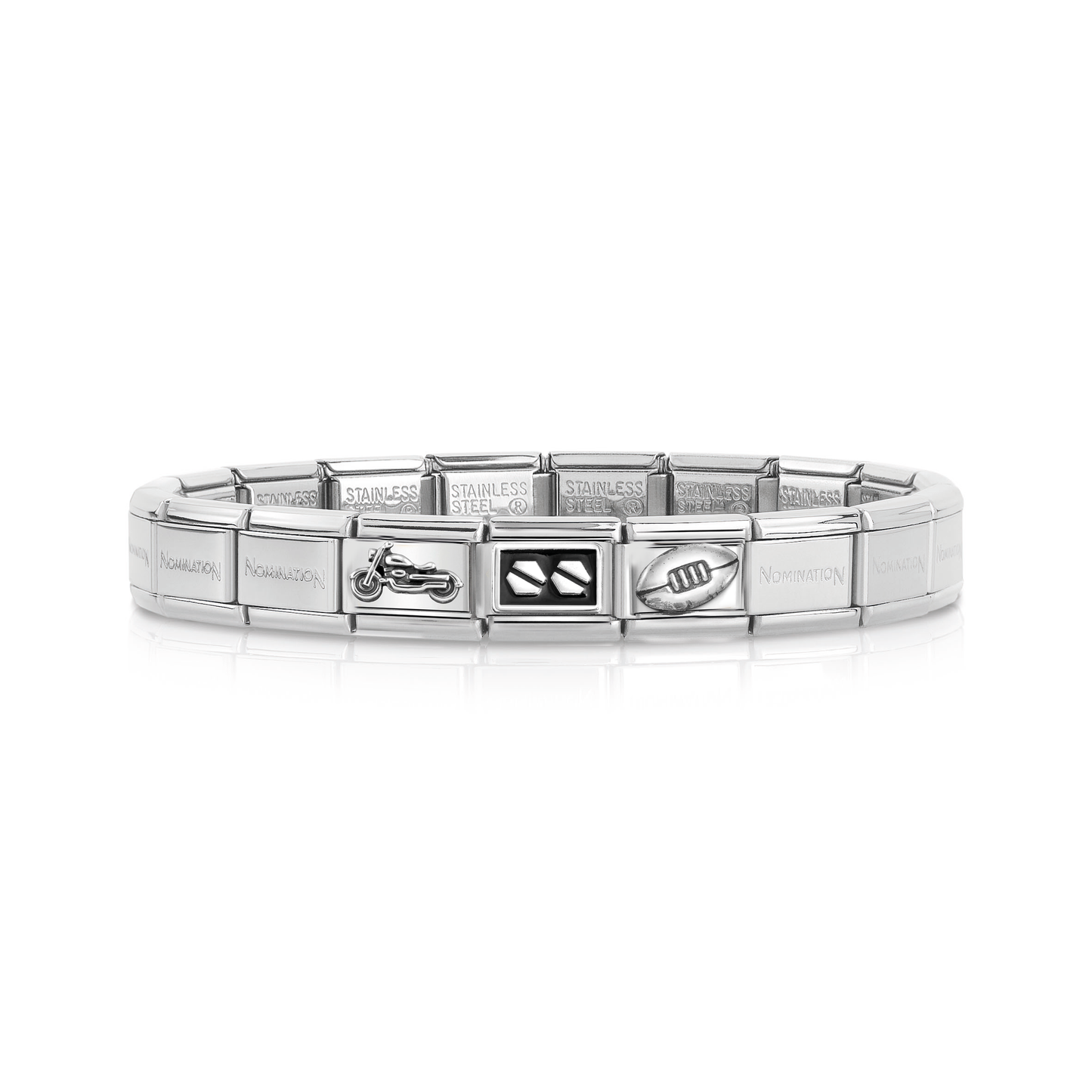 Composable Classic Bracelet Base Stainless Steel with 3 Guy Themed Links