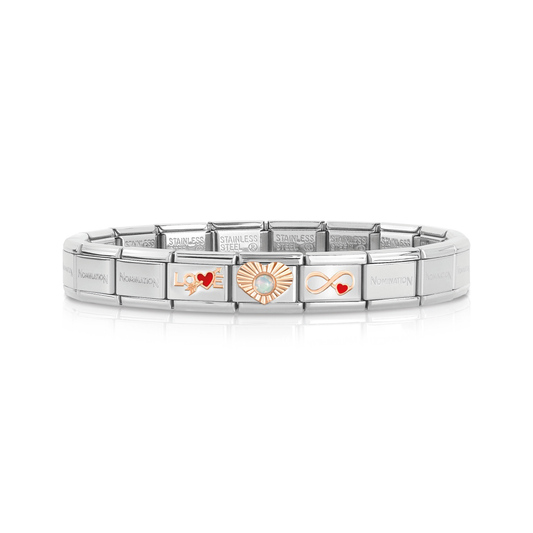 Composable Classic Bracelet Base Stainless Steel with 3 Love Themed Links