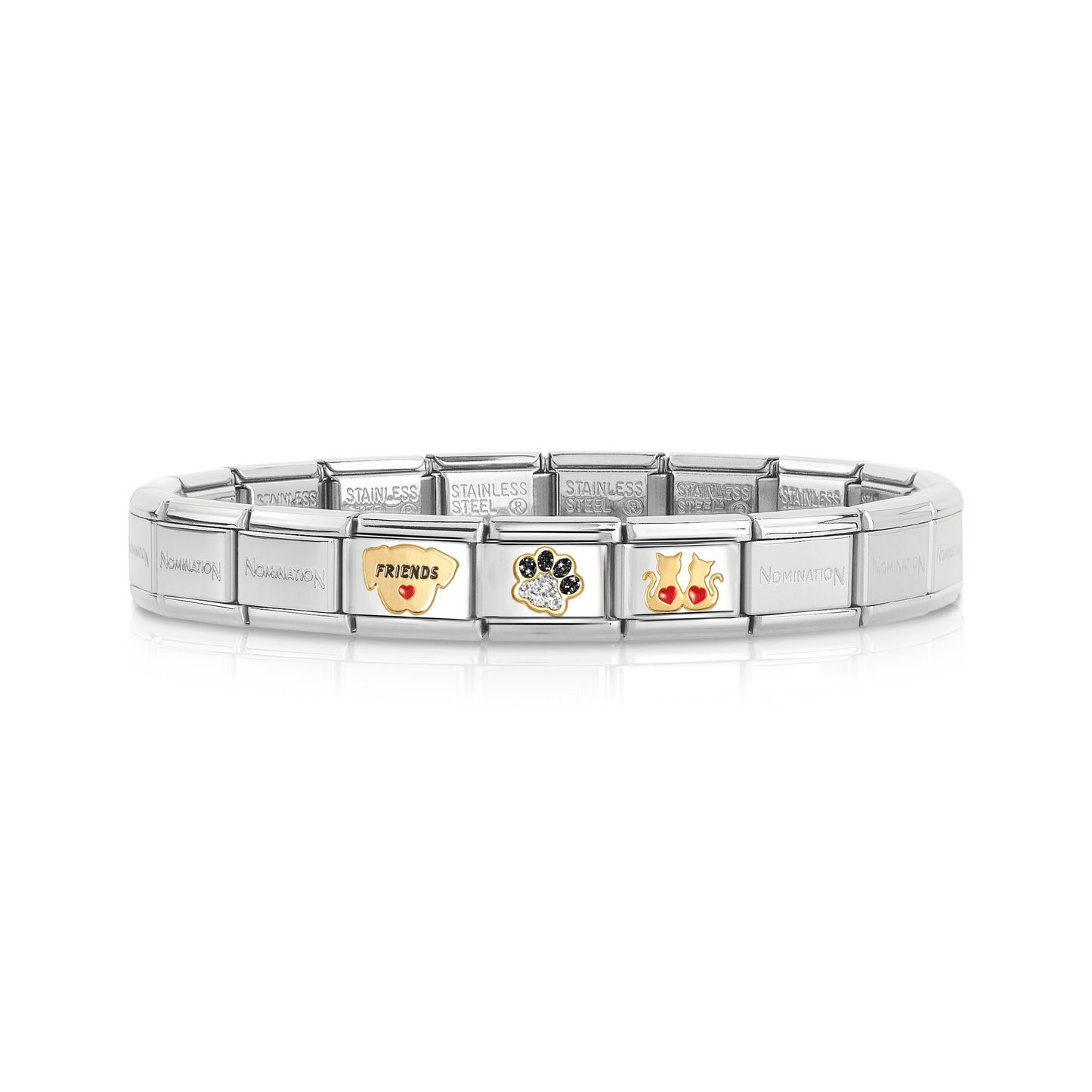 Composable Classic Bracelet Base Stainless Steel with 3 Pet Themed Links