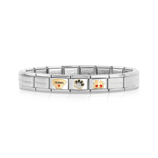 Composable Classic Bracelet Base Stainless Steel with 3 Pet Themed Links