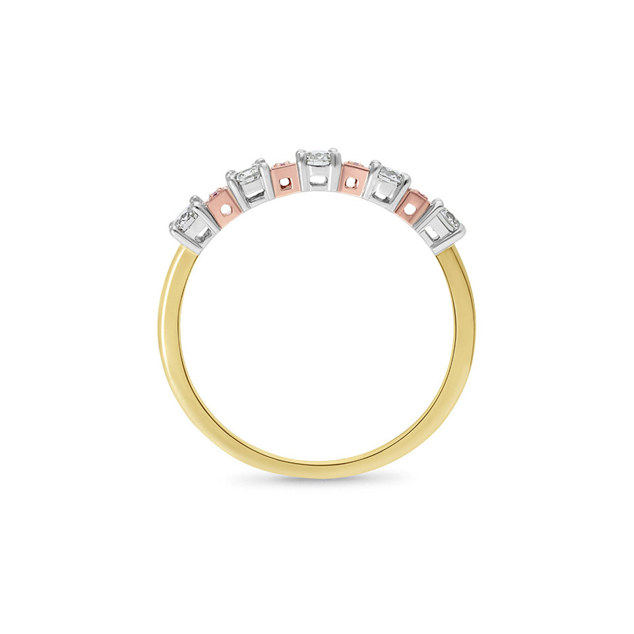 9k Yellow, White & Rose Gold Diamond Anniversary Ring