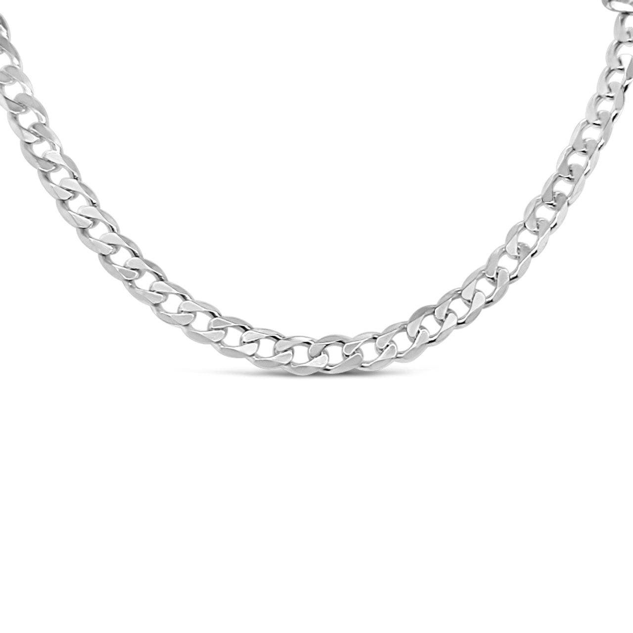50cm Sterling Silver V640 Flat Bevelled Diamond Cut Curb Chain Jamies