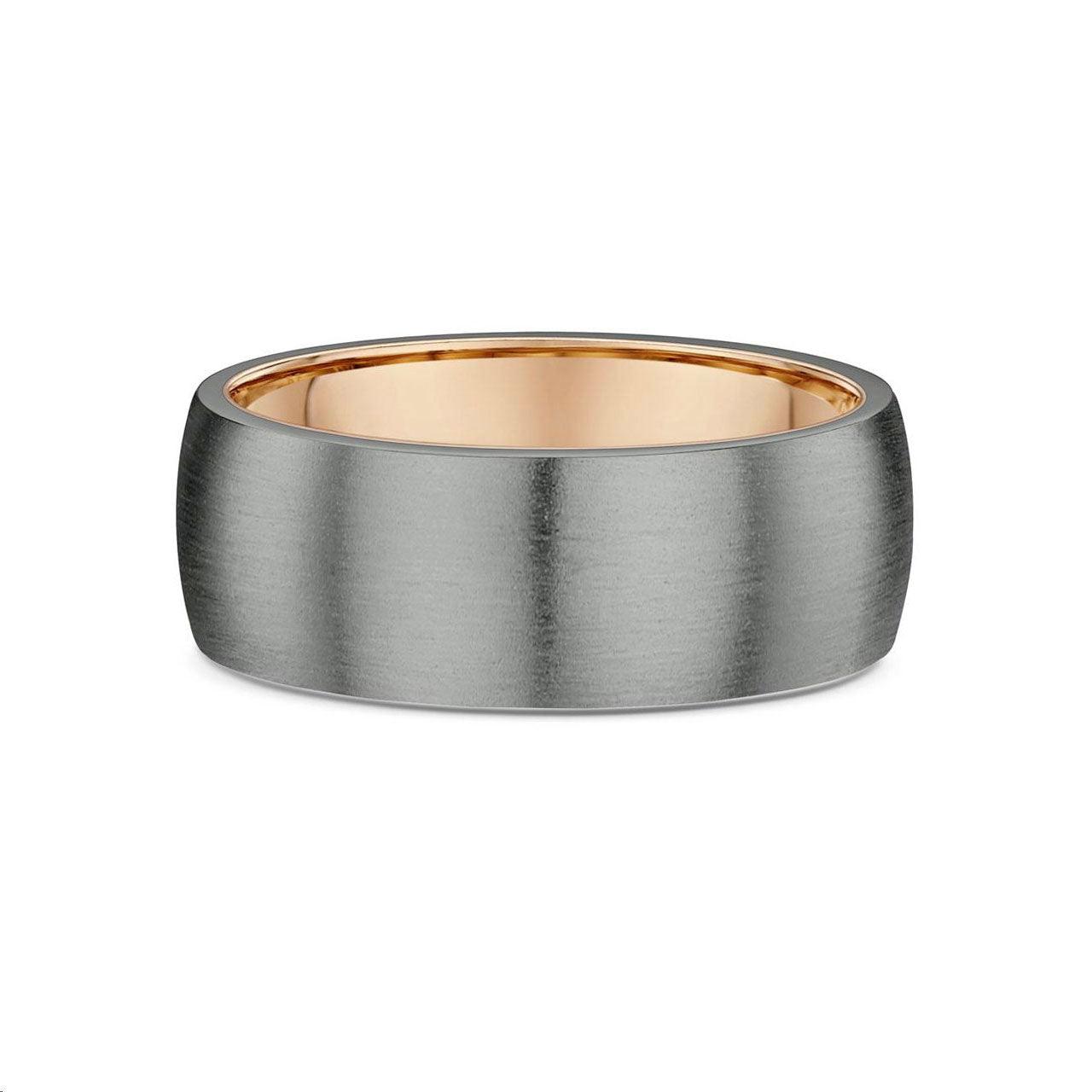 Mens wedding band on sale rose gold inside